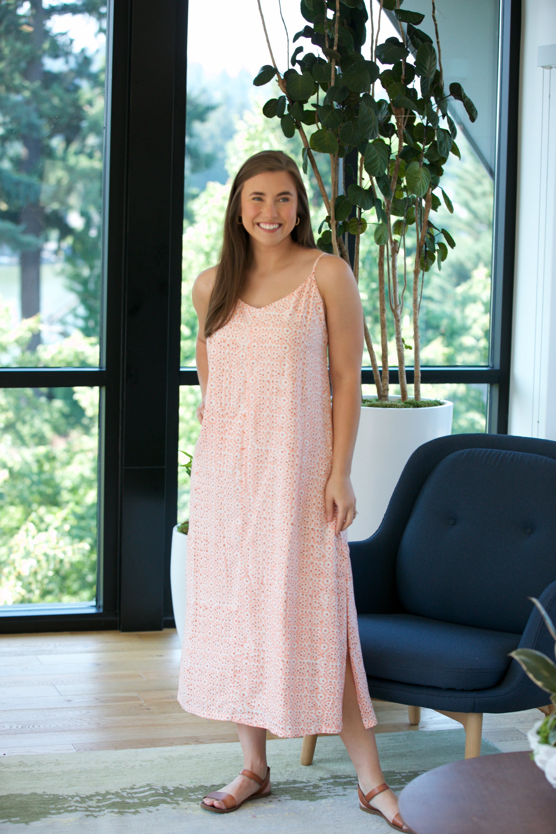 EMERSON FRY Front Seam Sundress in Amor Blush