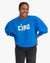 Clare V. Ciao Oversized Sweatshirt Cobalt and Cream