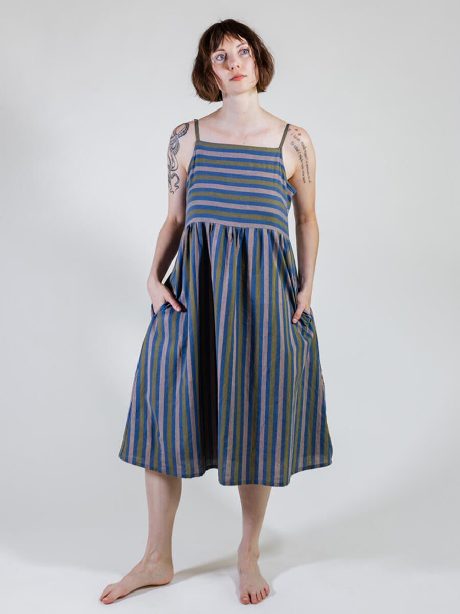 Mata Traders Ivy Midi Dress Lavender Stripe
