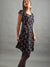 Mata Traders Vintage Pleat Dress in Black Ikat