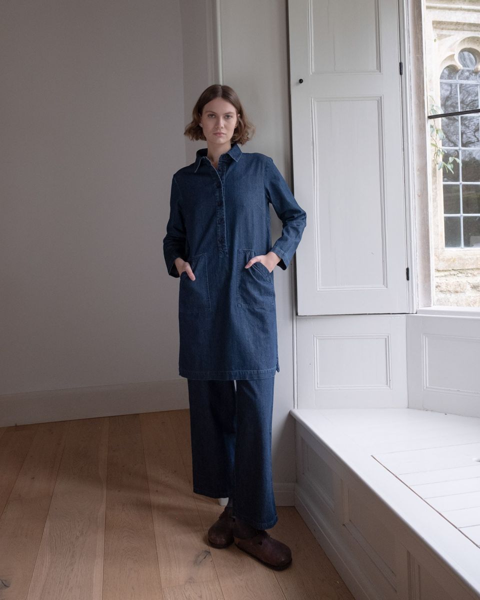 BIBICO Short Tara Shirt Dress in Heavy Denim