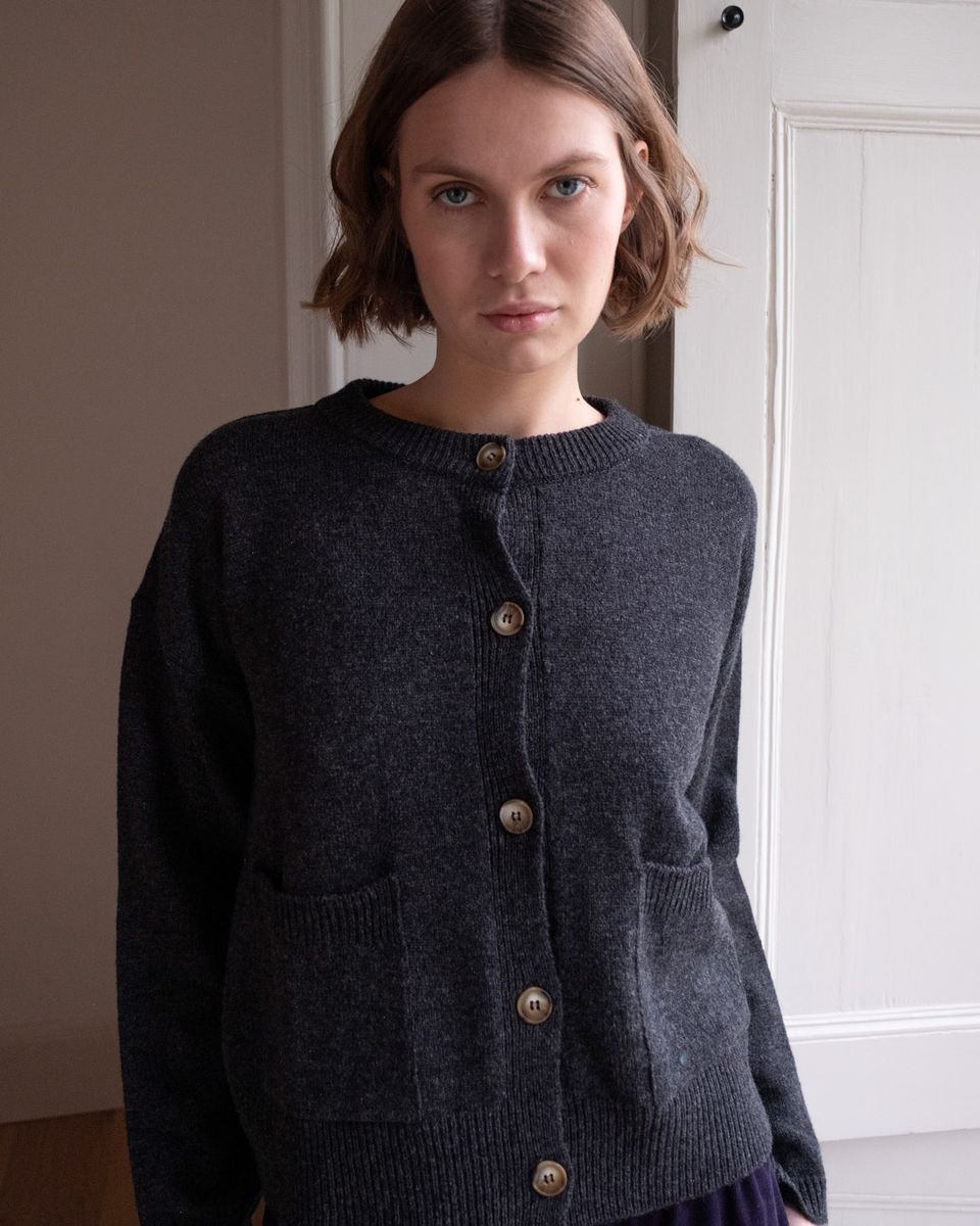 BIBICO Mira Cropped Cardigan in Charcoal