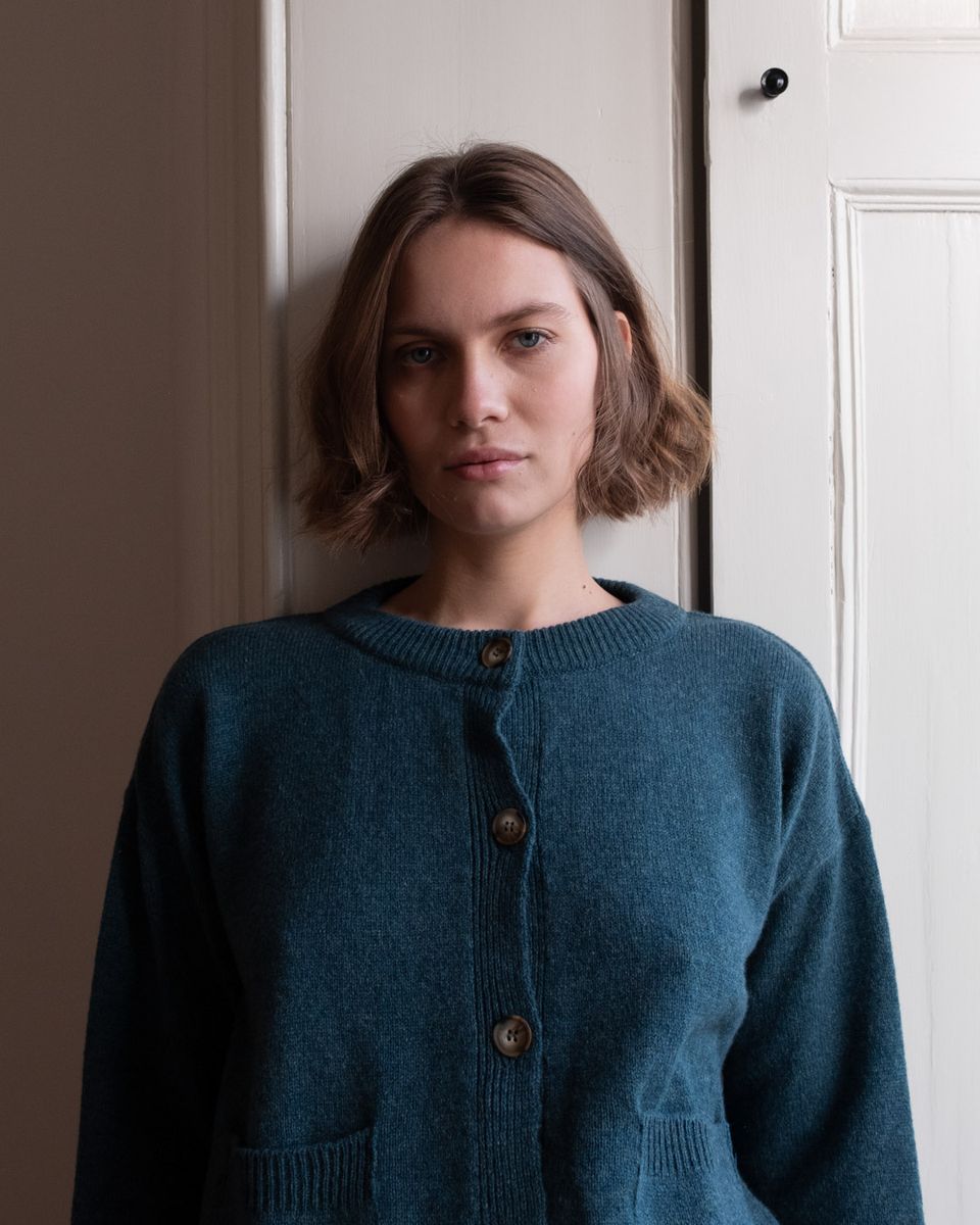 BIBICO Mira Cropped Cardigan in Hunter Teal