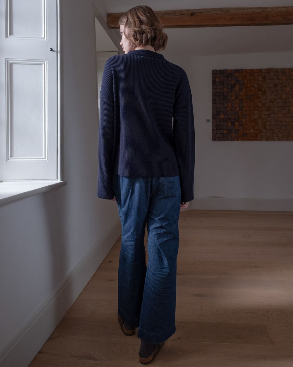 BIBICO Ashley Polo Cardigan in Navy