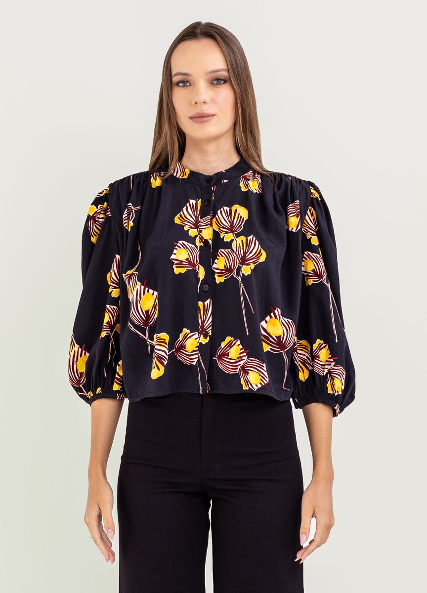BEL KAZAN Tabitha Top Black Aralia