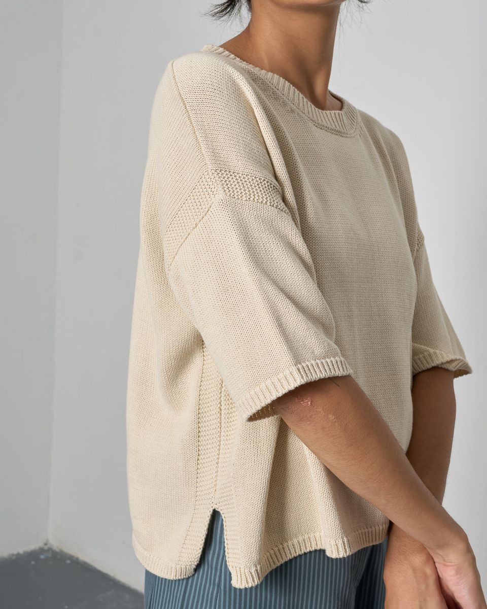 BIBICO Lisa Boxy Knitted Top in Ecru