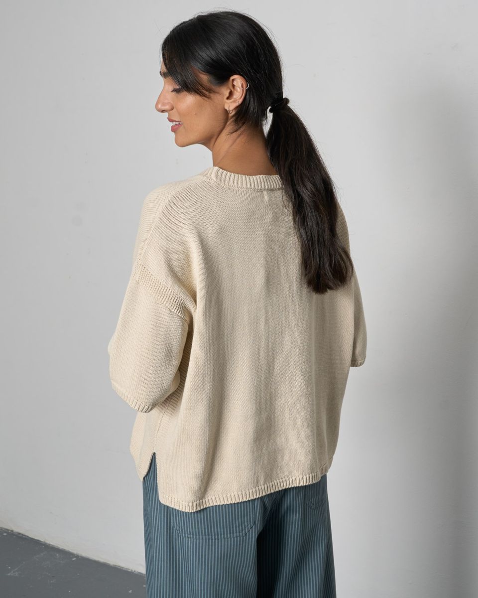 BIBICO Lisa Boxy Knitted Top in Ecru