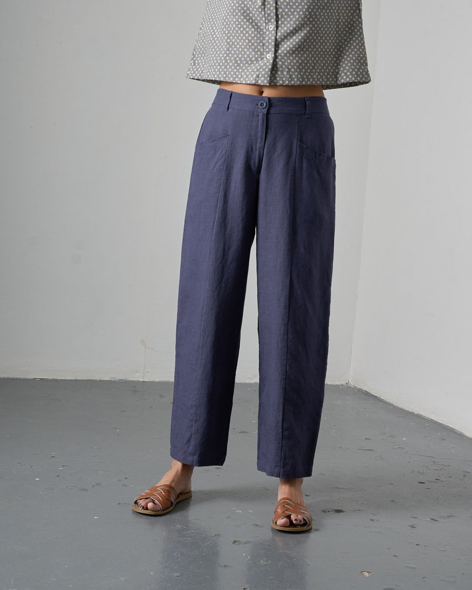 BIBICO Lorren Trousers in Navy Linen