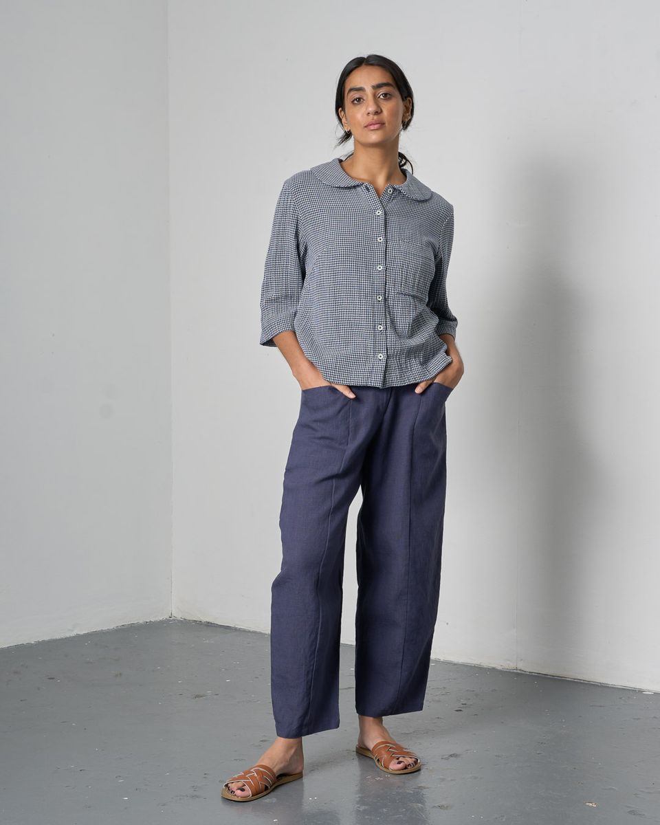 BIBICO Lorren Trousers in Navy Linen