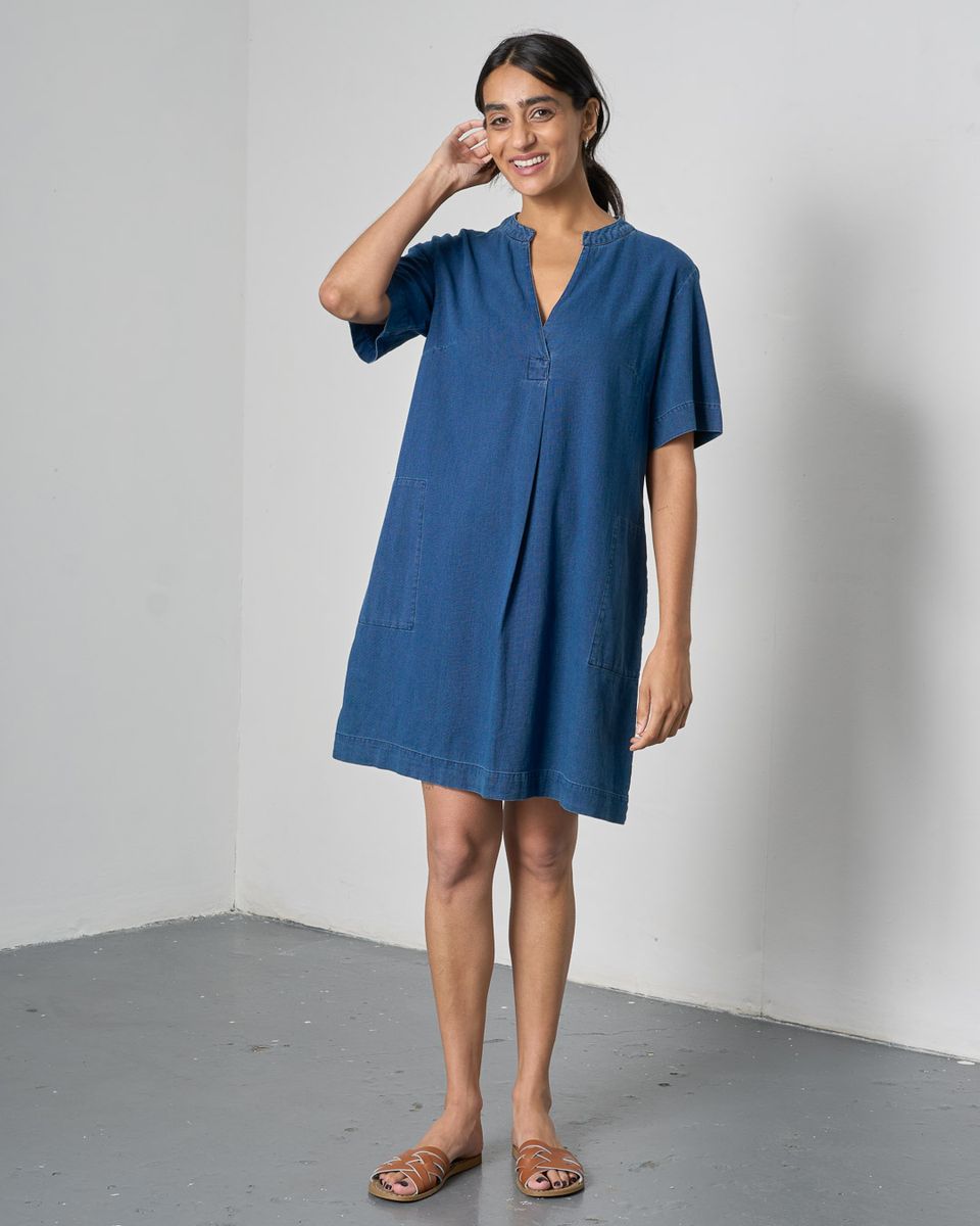 BIBICO Wren Pull on Dress in Textured Denim