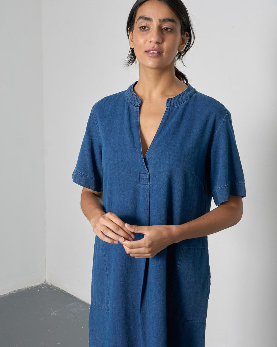 BIBICO Wren Pull on Dress in Textured Denim