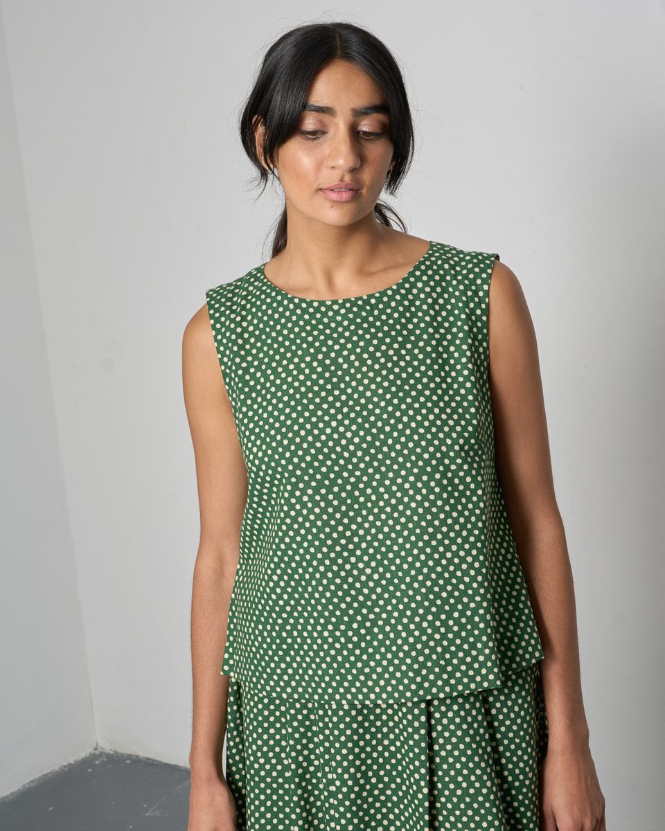 BIBICO Pippa Sleeveless Top in Dot Green