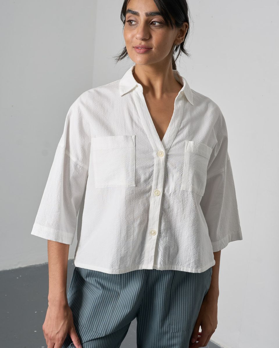 BIBICO Ava Oversized Blouse in White Stripe
