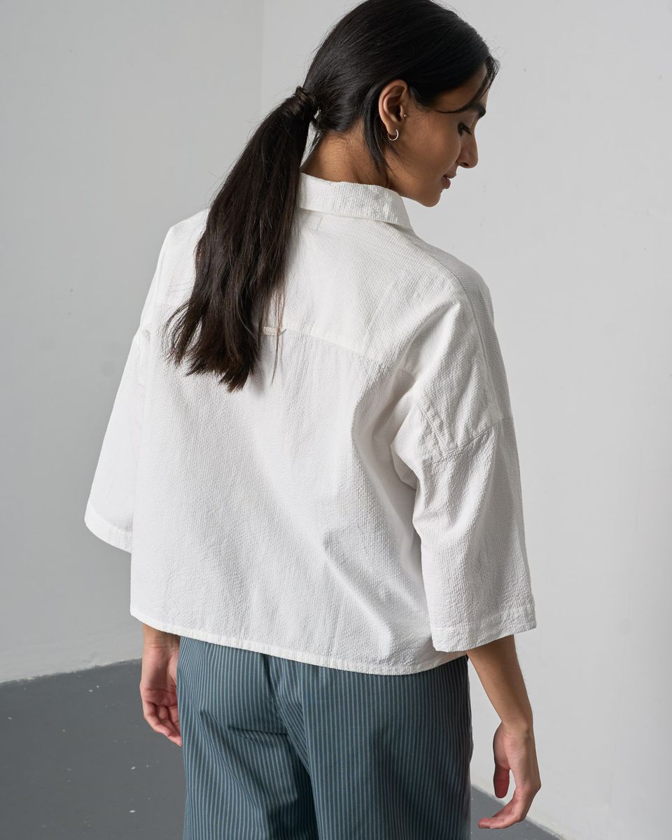 BIBICO Ava Oversized Blouse in White Stripe