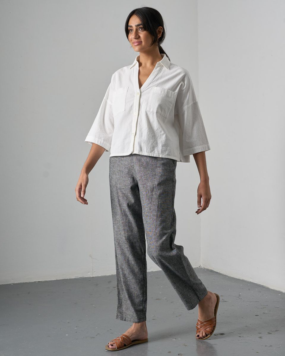 BIBICO Ava Oversized Blouse in White Stripe