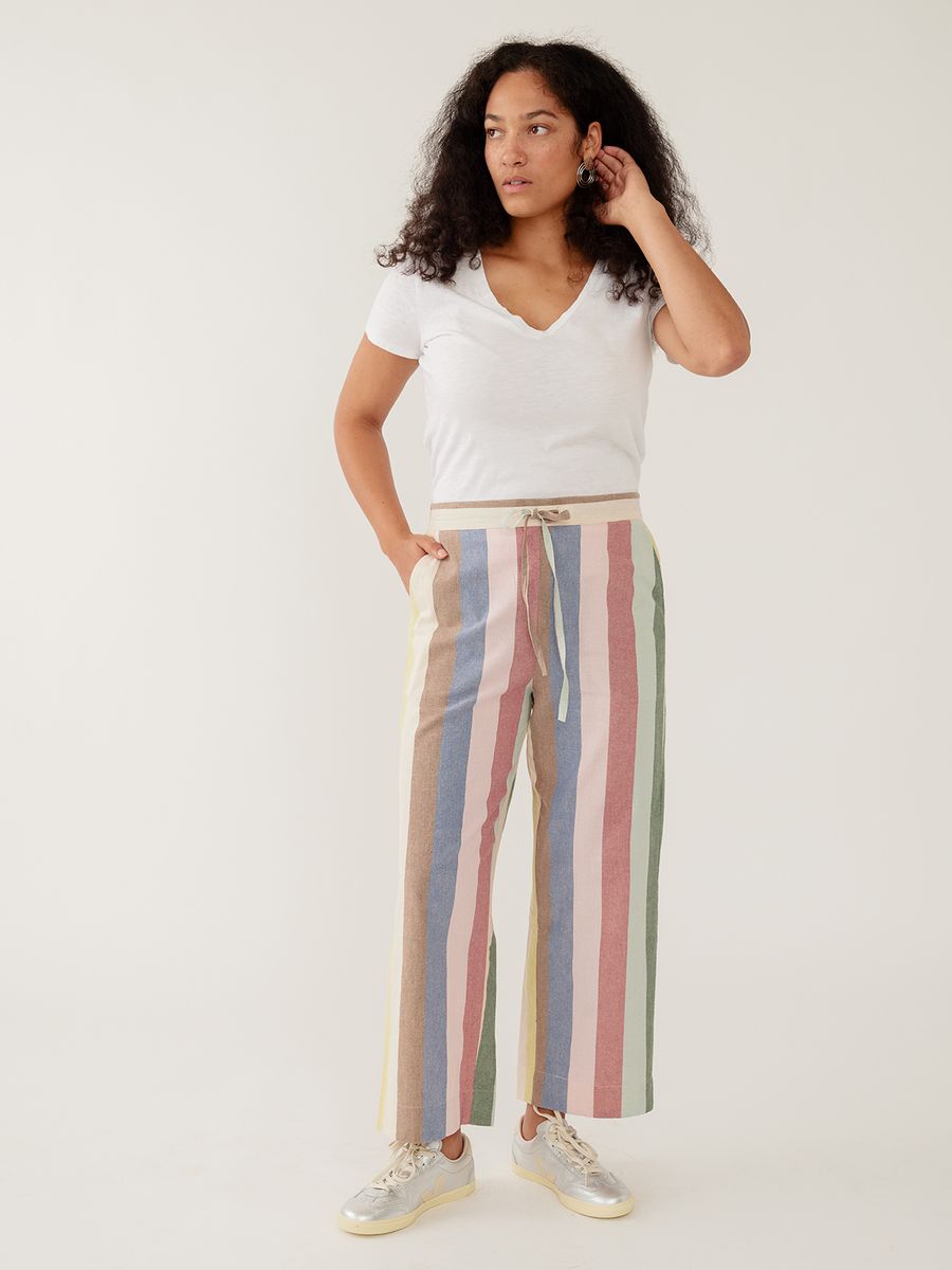 Mata Traders Emmy Drawstring Pant in Vintage Rainbow
