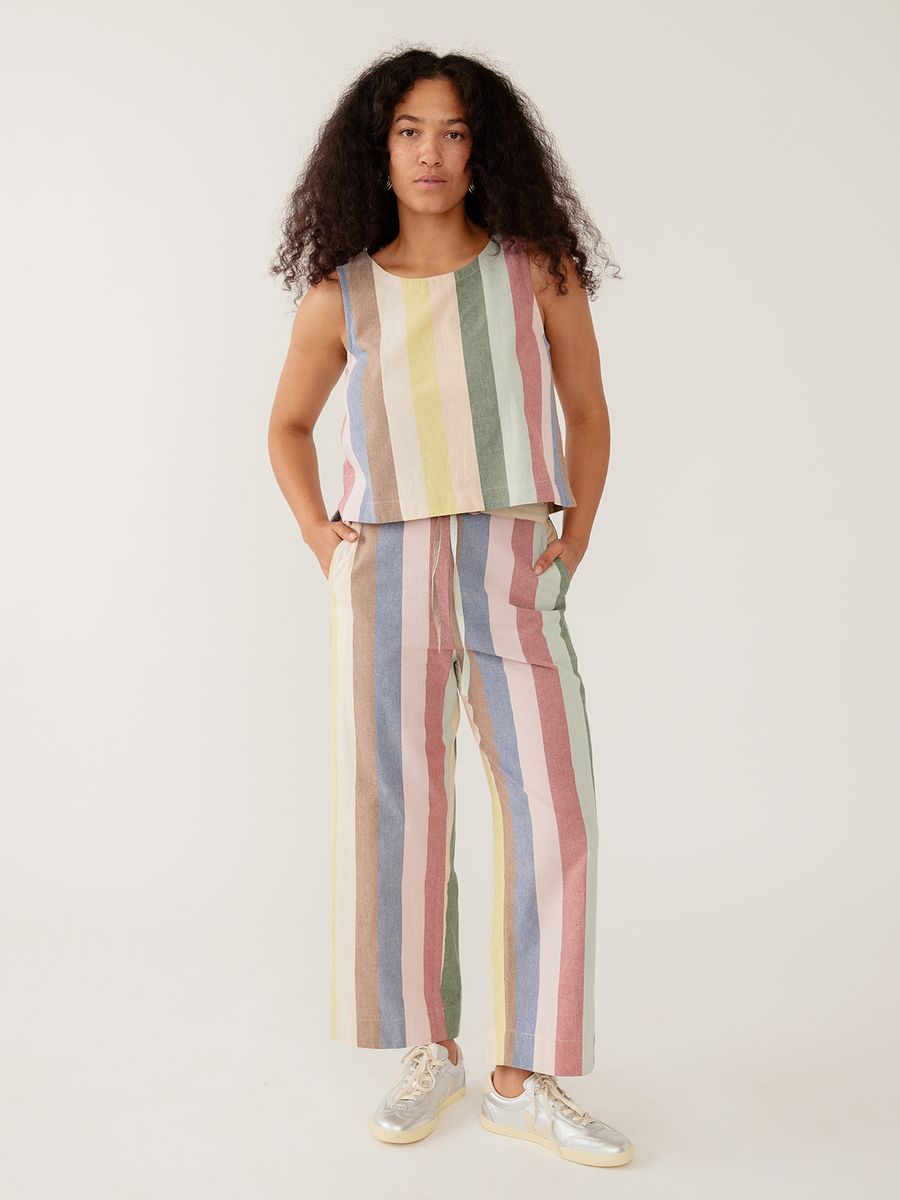 Mata Traders Emmy Drawstring Pant in Vintage Rainbow