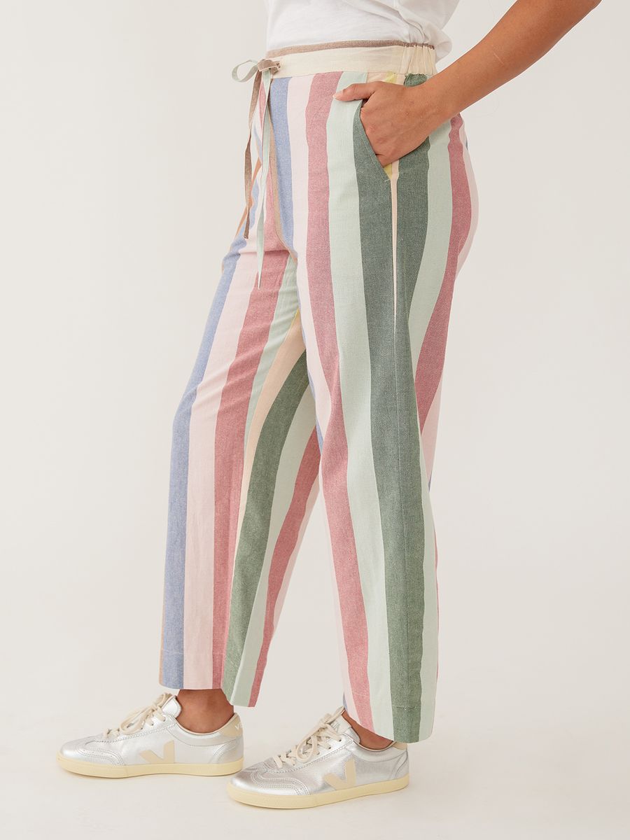 Mata Traders Emmy Drawstring Pant in Vintage Rainbow