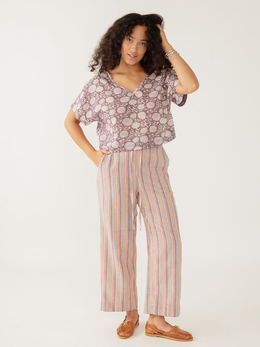 Mata Traders Emmy Drawstring Pant in Confetti Stripe