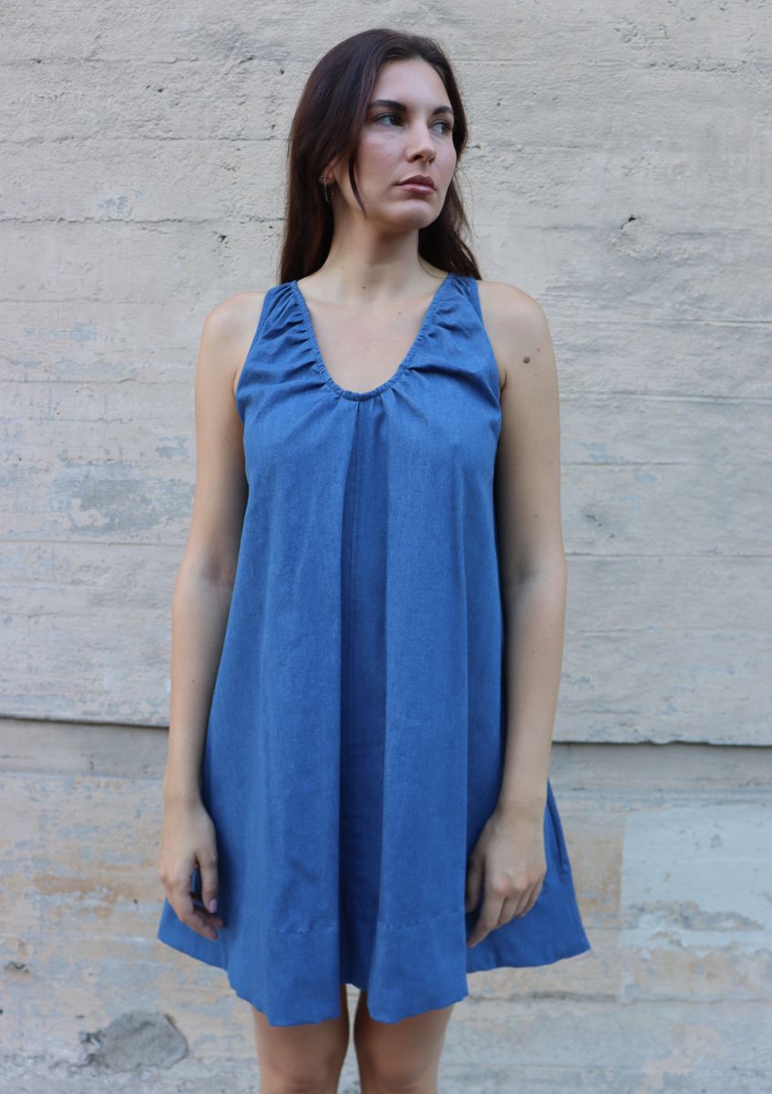 BEL KAZAN Vida Dress in Denim Blue