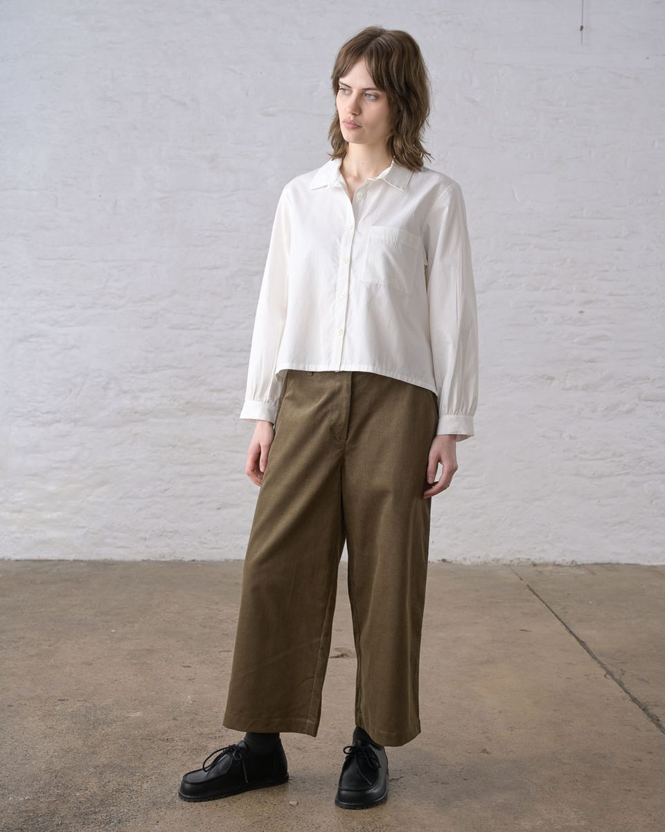 BIBICO Ada Cropped Blouse in White Stripe
