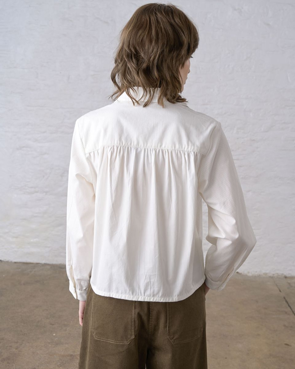 BIBICO Ada Cropped Blouse in White Stripe