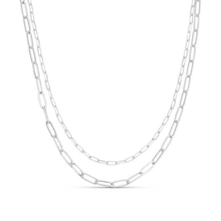 Splendid Iris Double Layer Delicate Paperclip Necklace