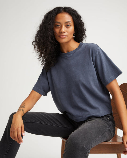 Richer Poorer Relaxed Crop Tee Blue Steel