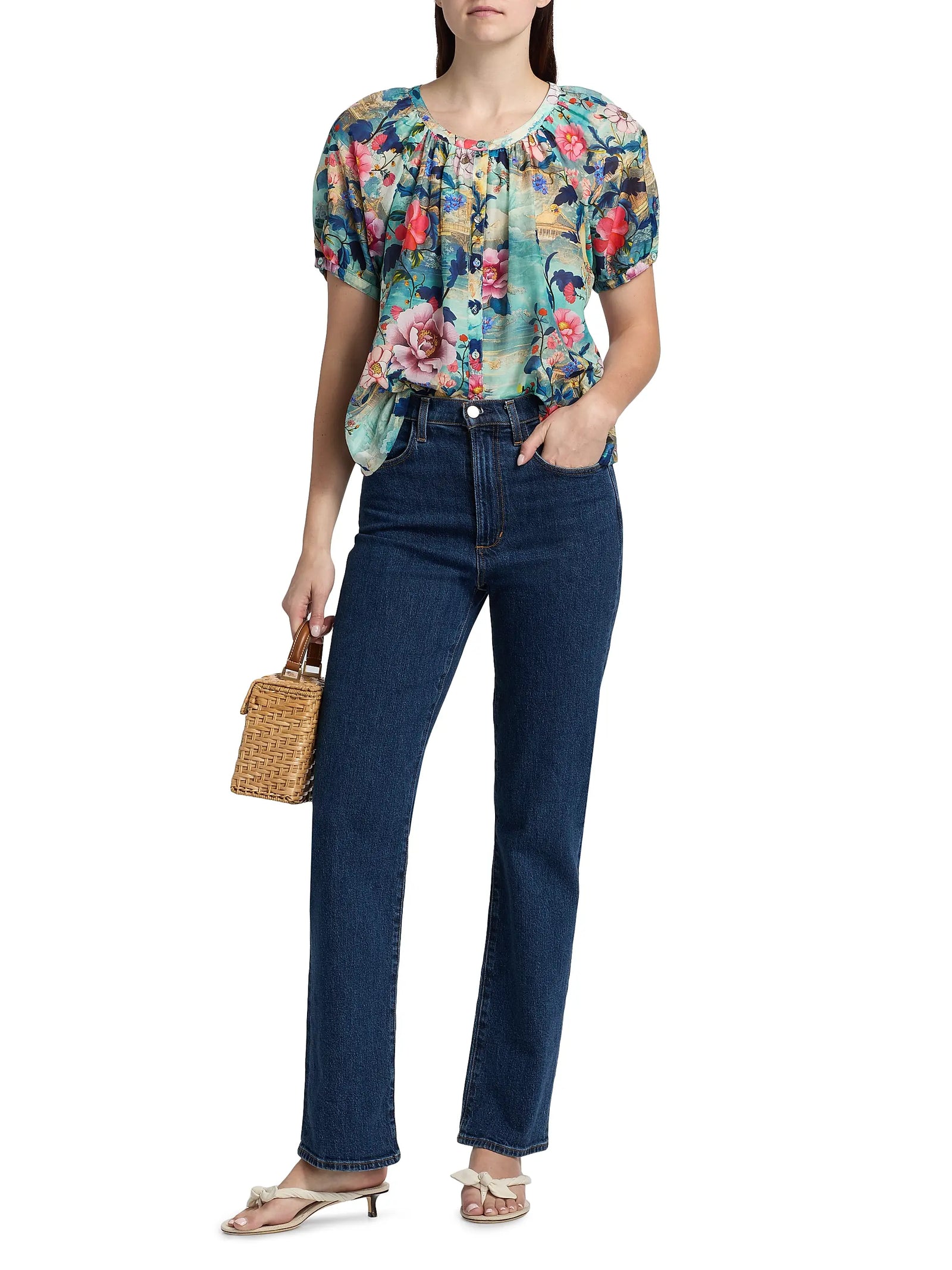 Johnny Was Collection Avah Button Down Shirt in Chemis