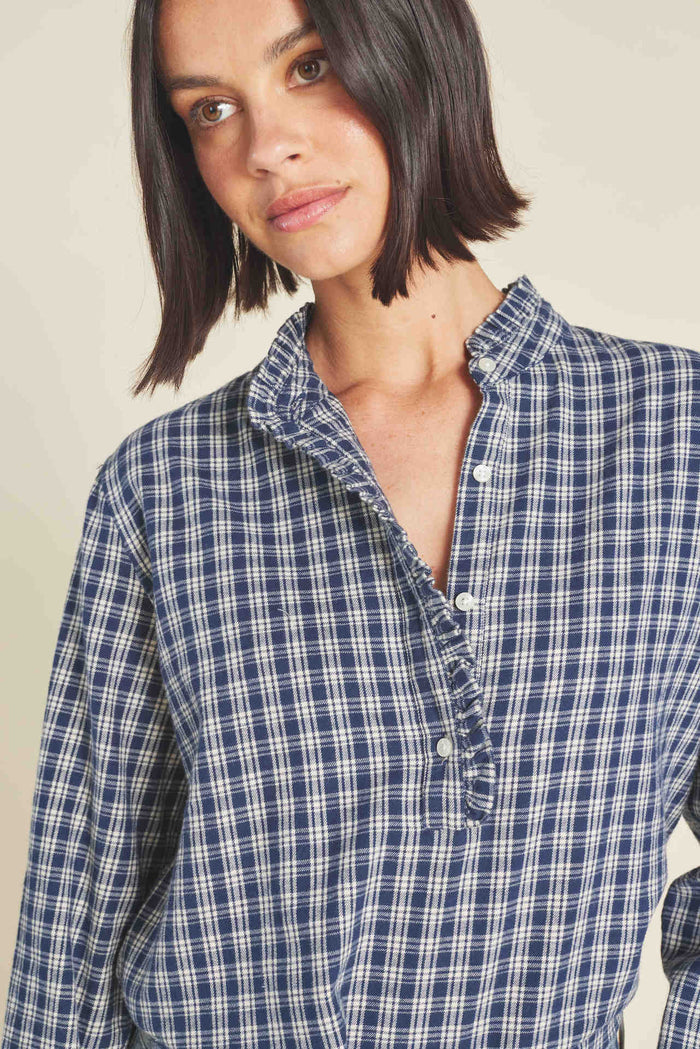 Birds of Paradis by Trovata Breezy Blouse in Armada Plaid
