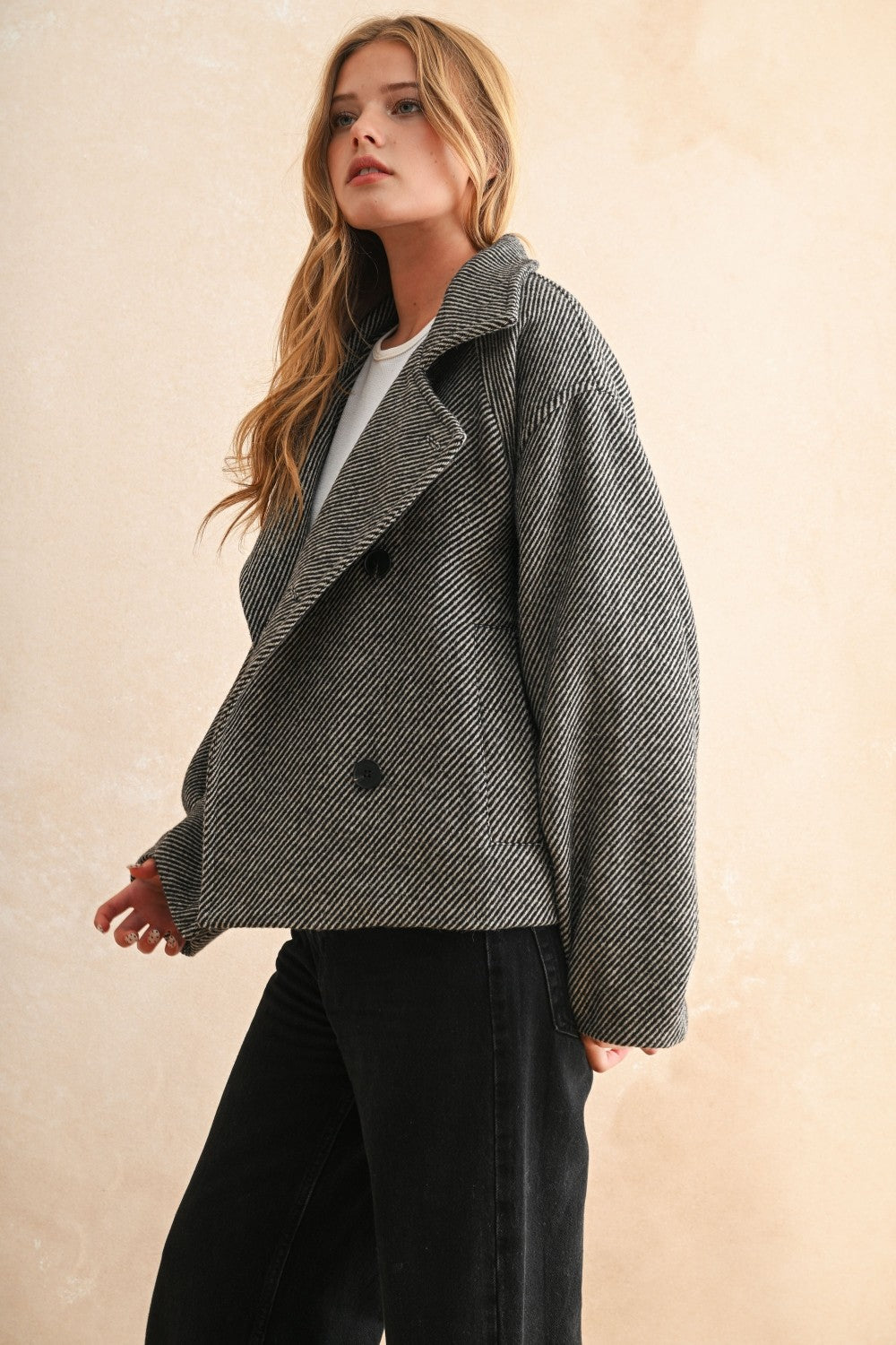 NYLAND Dulcie Herringbone Cape Style Jacket