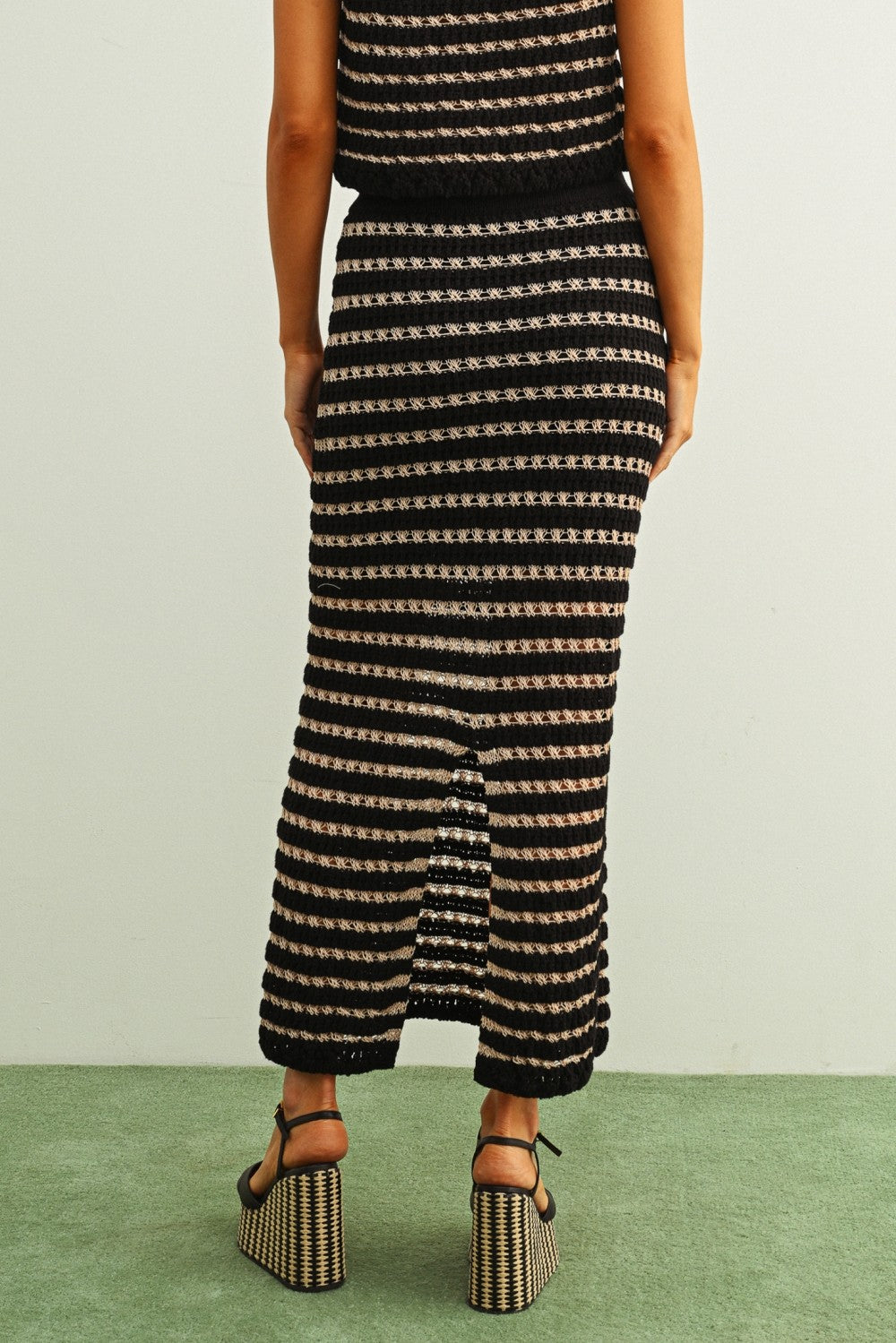NYLAND Kerensa Crochet Knit Straight Long Skirt