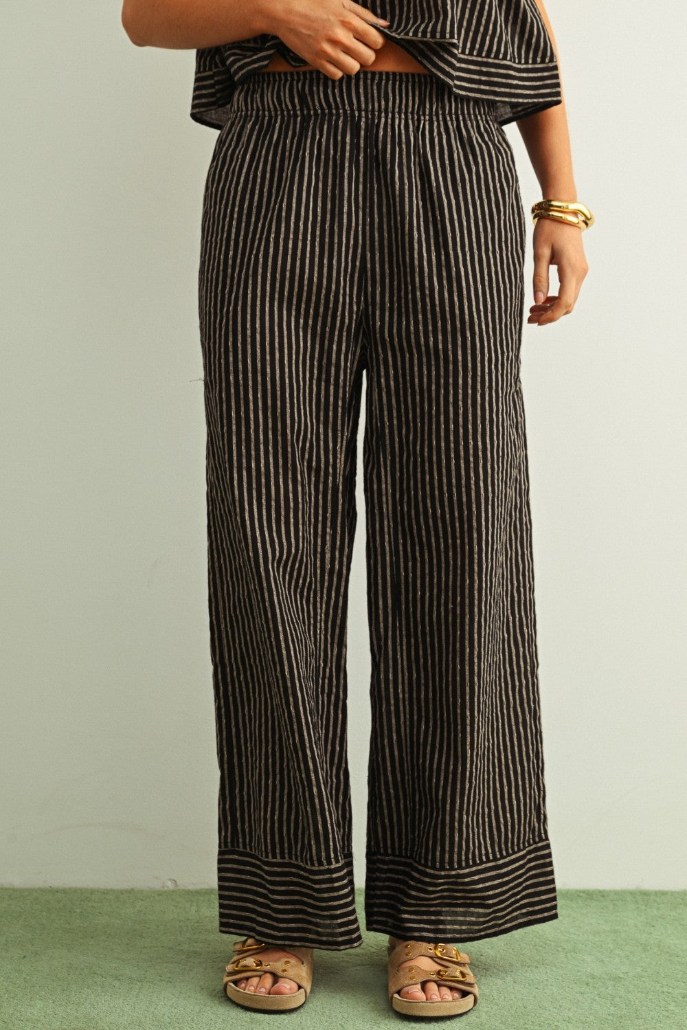 NYLAND Ezer Striped Knit Pant Black