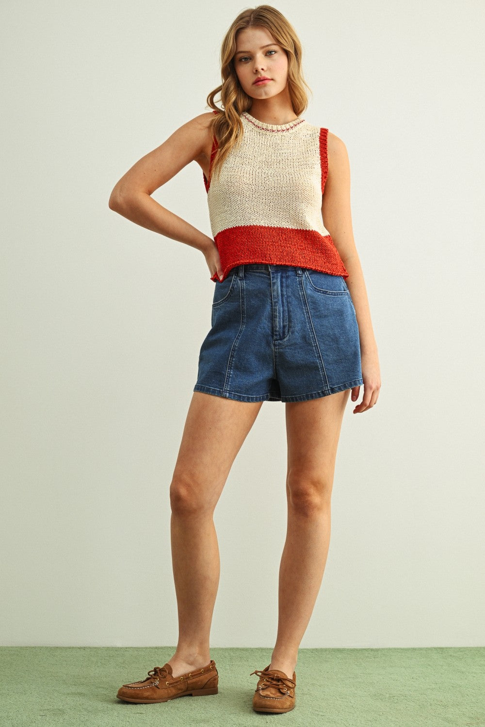 DEON Color Block SL Knit Top