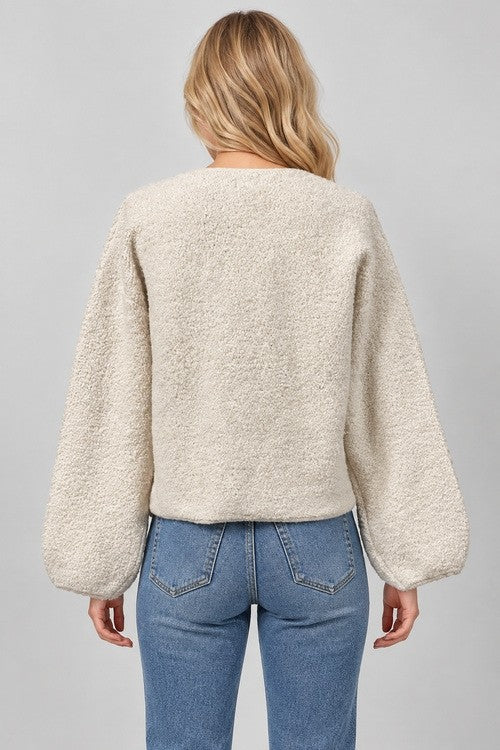 NYLAND Bouclé Balloon-Sleeve Cardigan