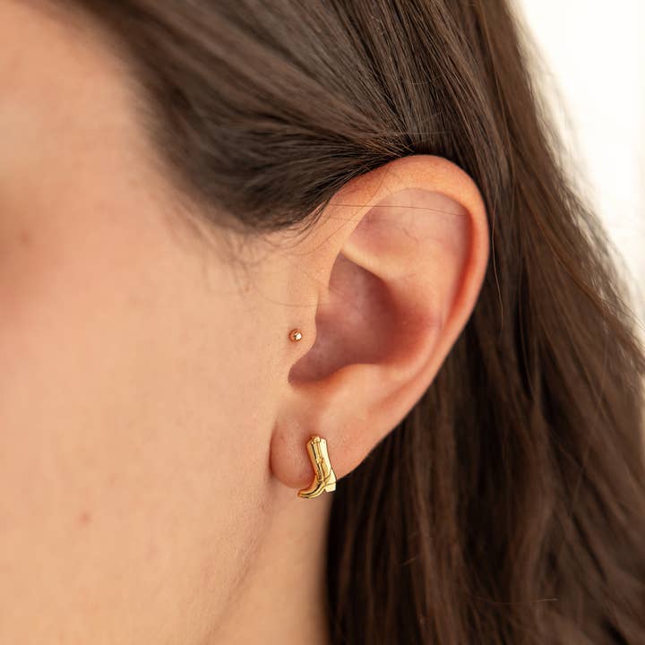 The Land of Salt Cowgirl Boot Stud Earrings gold