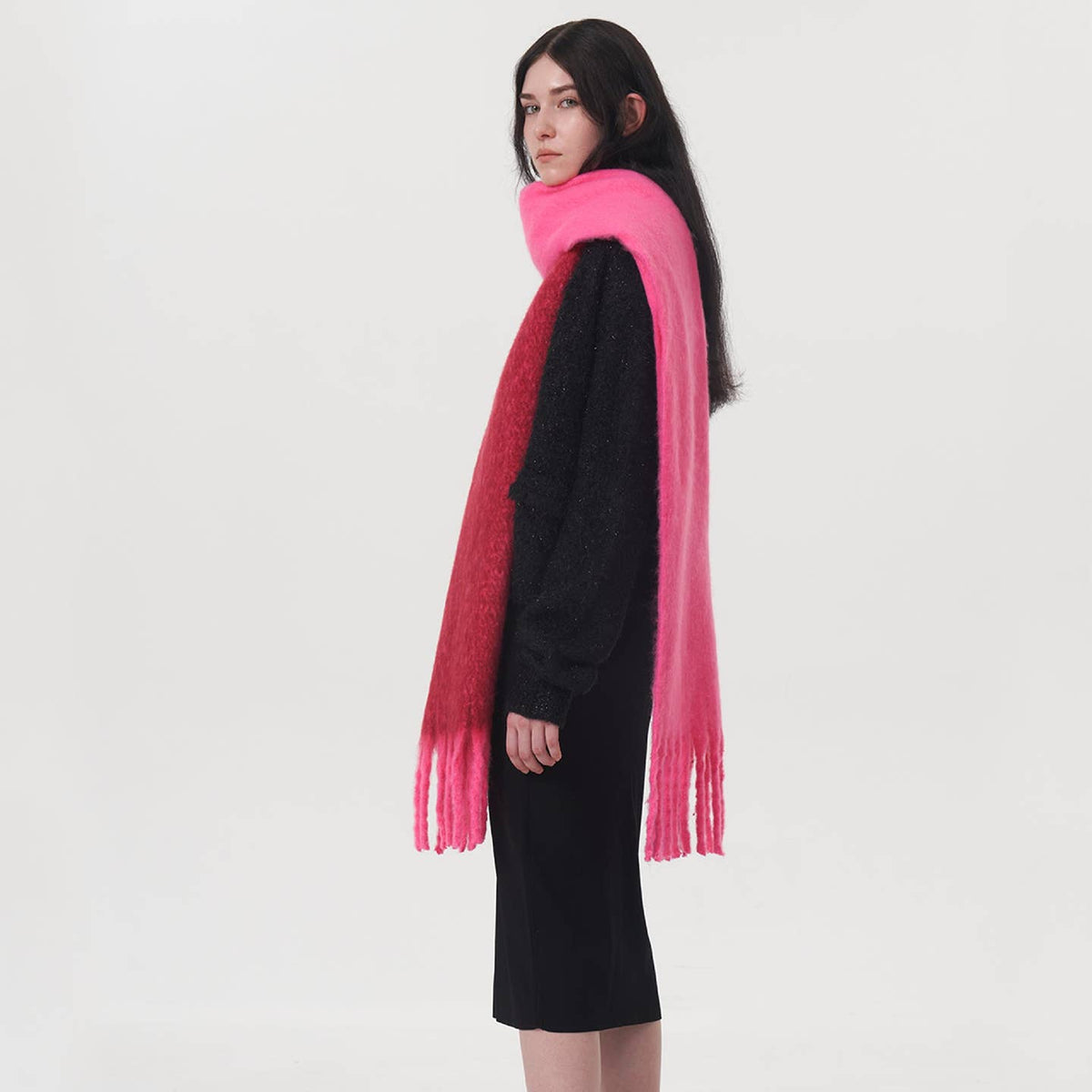 Dipped Shop Color Splicing Mohair Soft Scarf