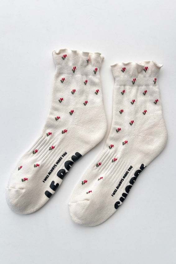Le Bon Shoppe Petal Ruffled Hugger Crew Socks