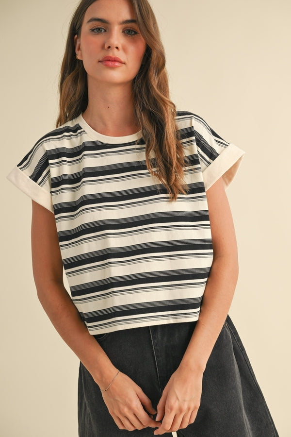 NYLAND Michaela Multi Striped T-Shirt Black