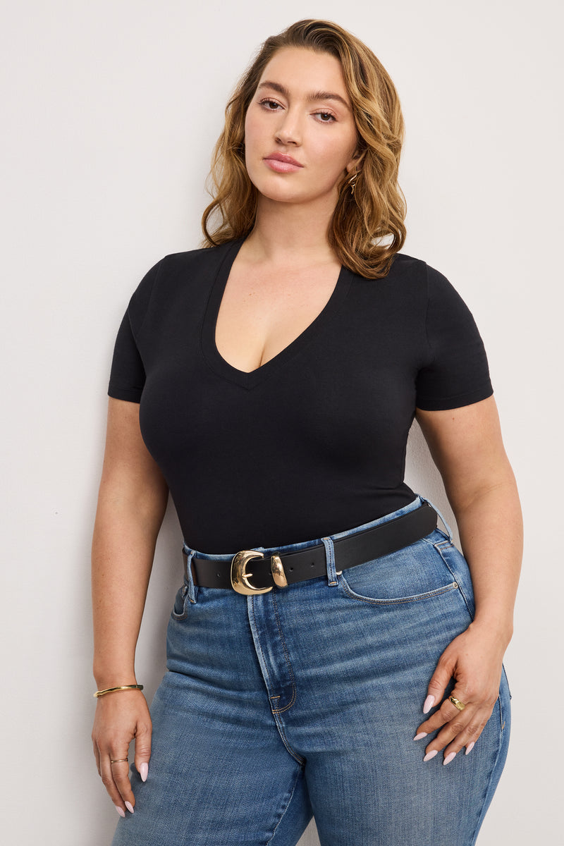 Good American Super Stretch Deep V Bodysuit