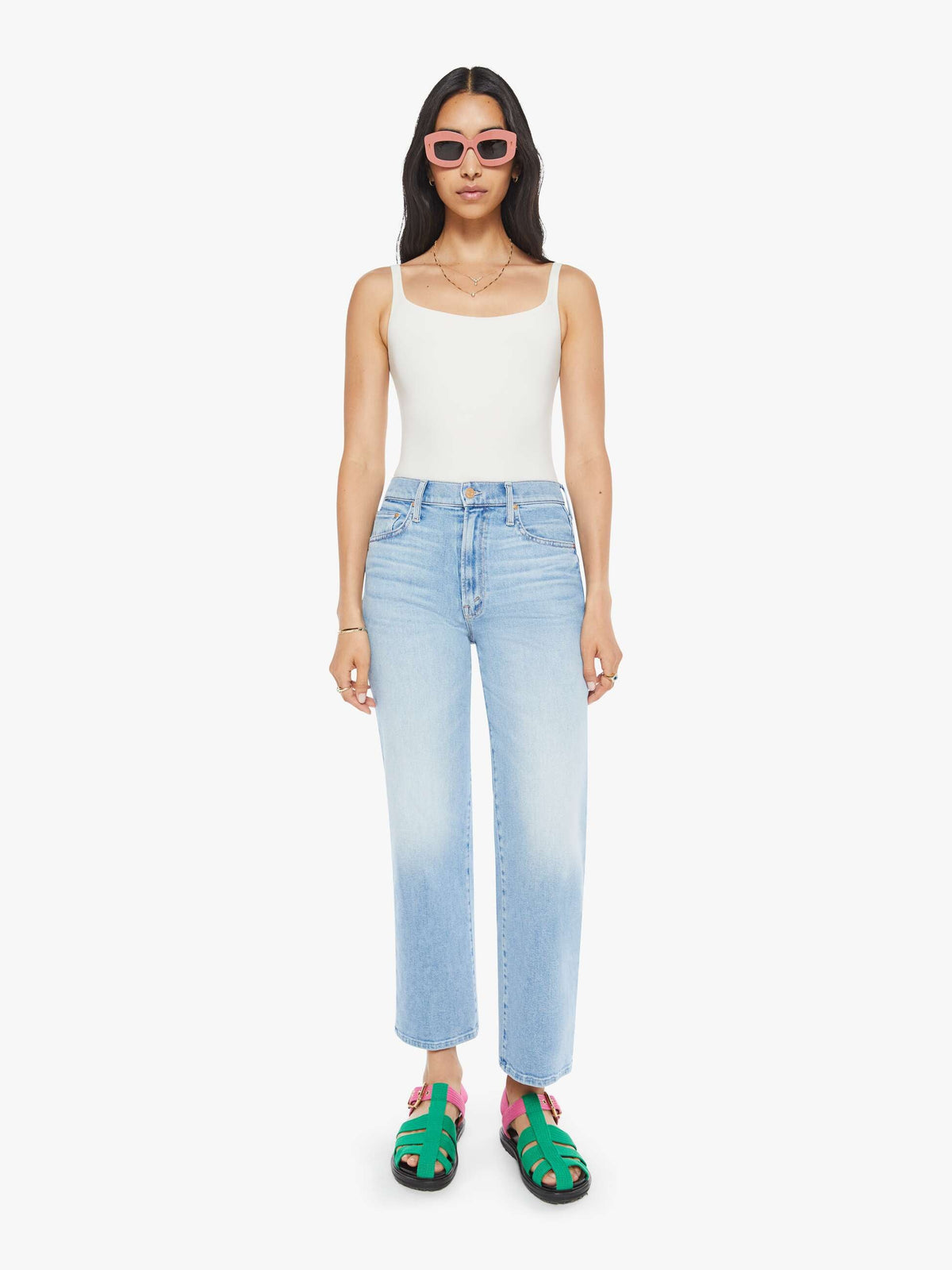 Mother Mid Rise Rambler Zip Ankle in Look Ma No Hands