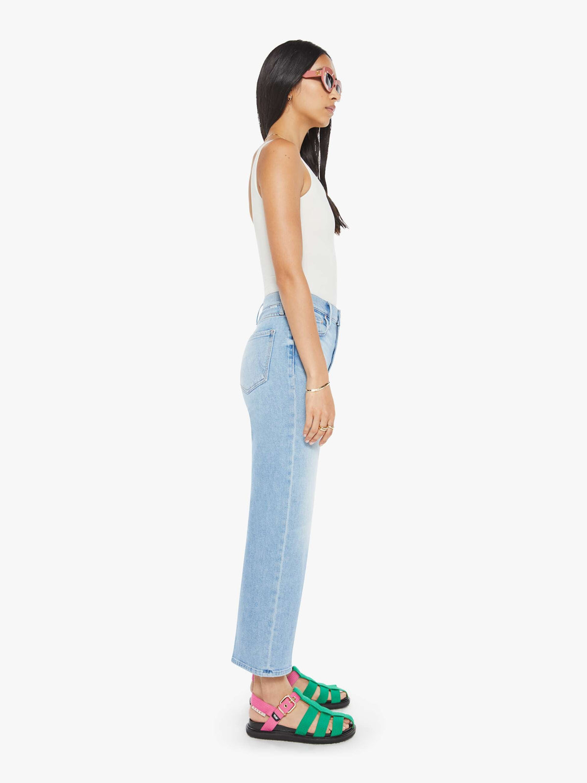 Mother Mid Rise Rambler Zip Ankle in Look Ma No Hands