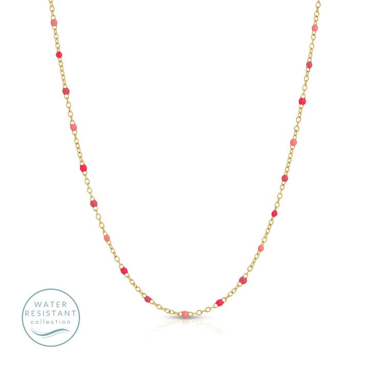 Splendid Iris Sweetly Colored Delicate Chain Necklace Pink
