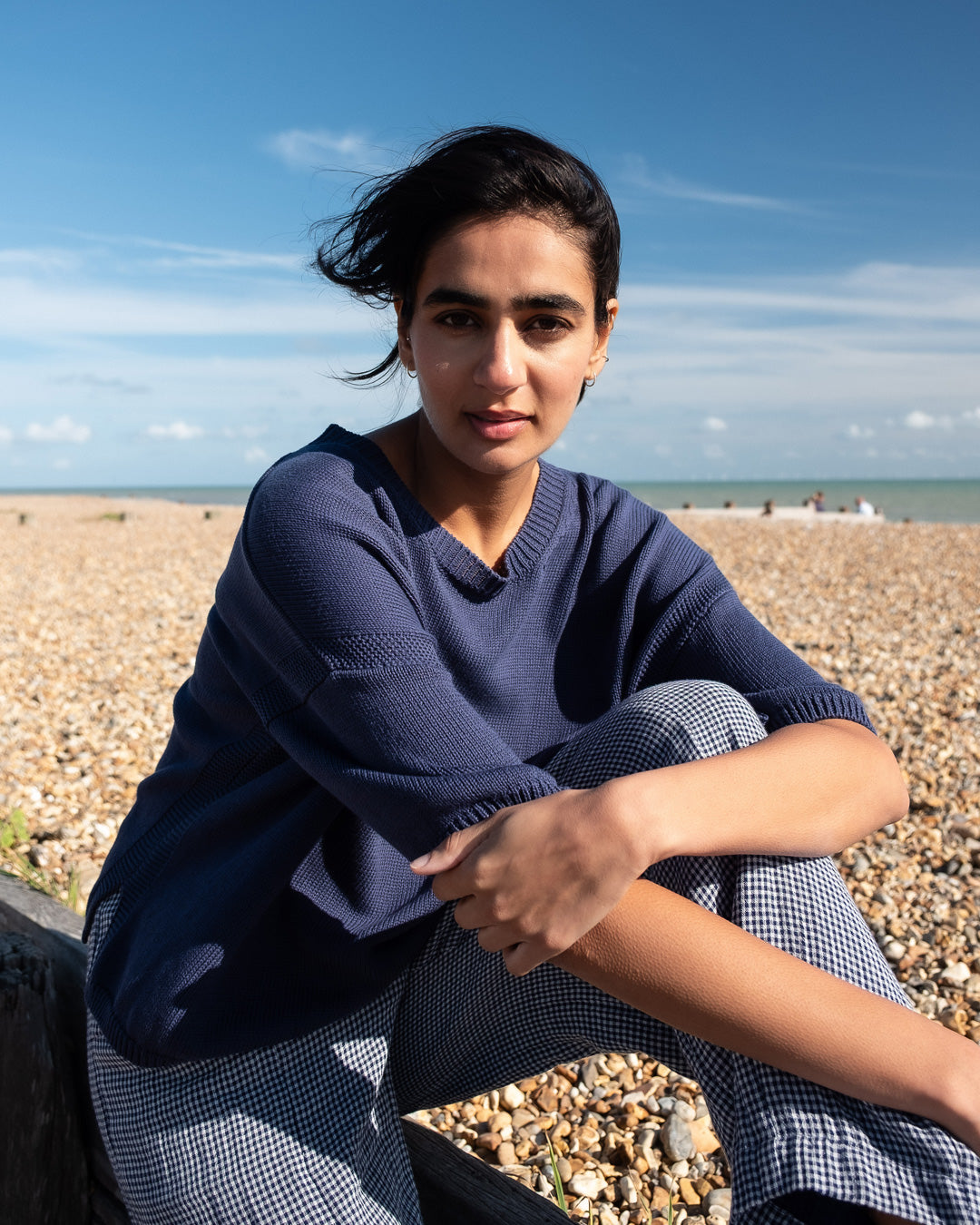 BIBICO Lisa Boxy Knitted Top in Navy - Adorn