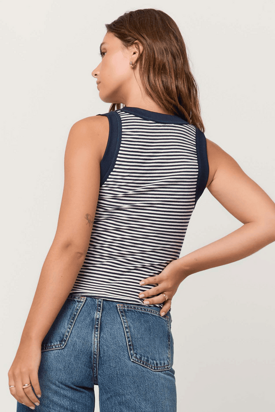 PROJECT SOCIAL T Hits Different Striped Ringer Tank