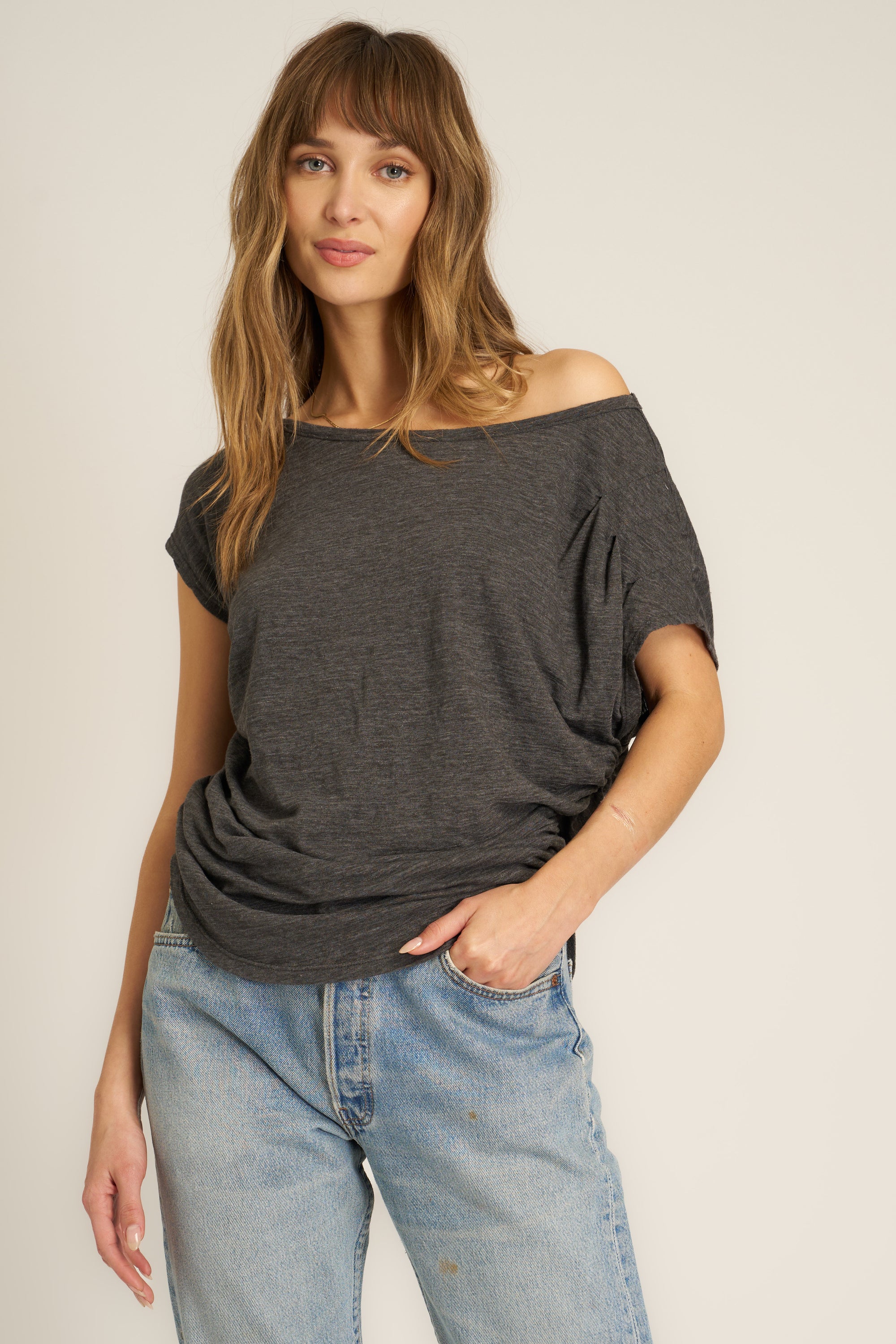 PROJECT SOCIAL T Portia Off Shoulder Pleated Tee