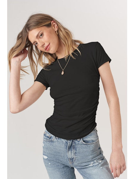 PROJECT SOCIAL T Izzie Ruched Baby Tee Black