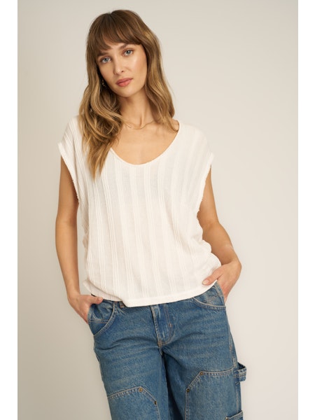 PROJECT SOCIAL T Reflections Textured Scoop Neck Tee