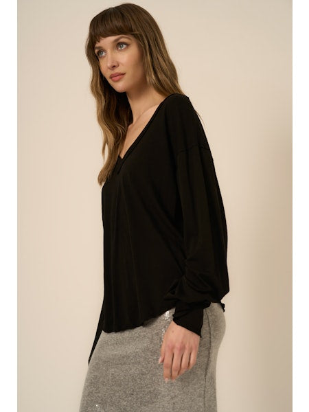 PROJECT SOCIAL T Wilder Washed V-Neck Longsleeve
