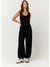 PROJECT SOCIAL T Journey Tie Front Terry Jumpsuit Black